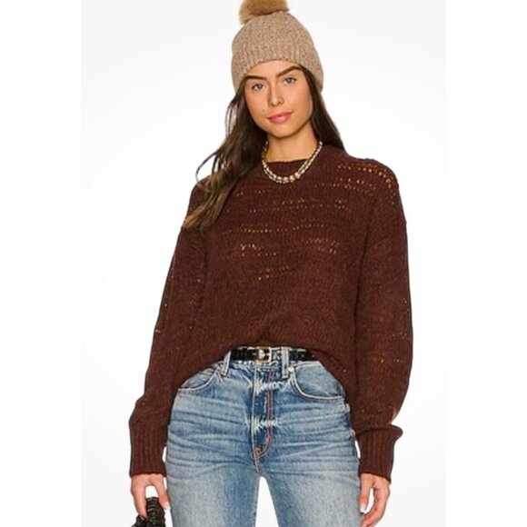 Rails Sweaters - Rails Reagan Raisin Alpaca Wool Sweater Women XL Brown Open Chunky Knit High Nec